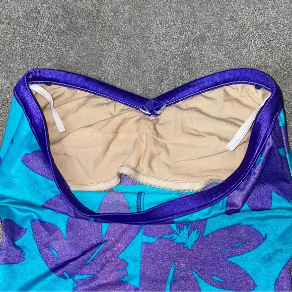 M/L VTG 80’s Sandcastle Floral Strapless Ruffle Waist Skirted One Piece Swimsuit - Picture 9 of 9